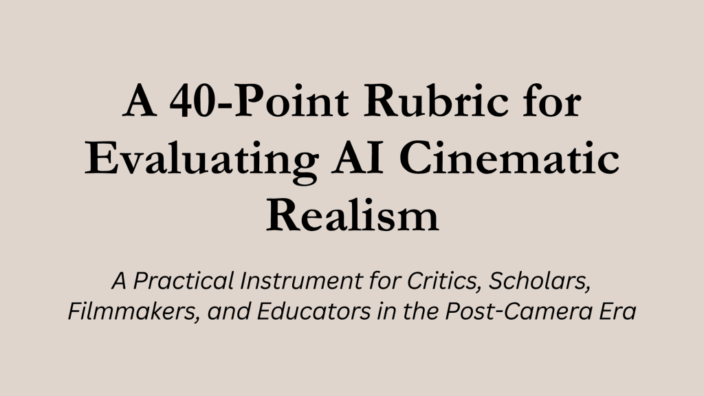 A 40-Point Rubric for Evaluating AI Cinematic Realism: A Practical Instrument for Critics, Scholars, Filmmakers, and Educators in the Post-Camera&nbsp;Era